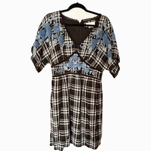 Anthropologie Sarah Plaid Embroidered Tunic NWOT Size 8
